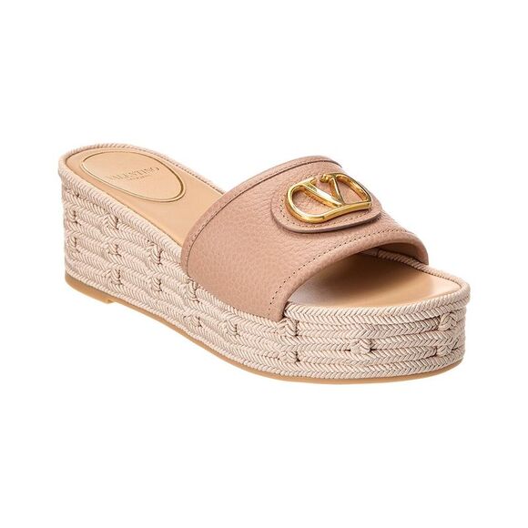 Valentino Vlogo 60 Grainy Leather Platform Sandal Pink